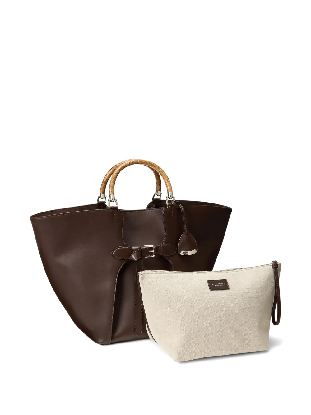 Ralph Lauren Collection The Ralph Burl shopper met houten handgreep Bruin