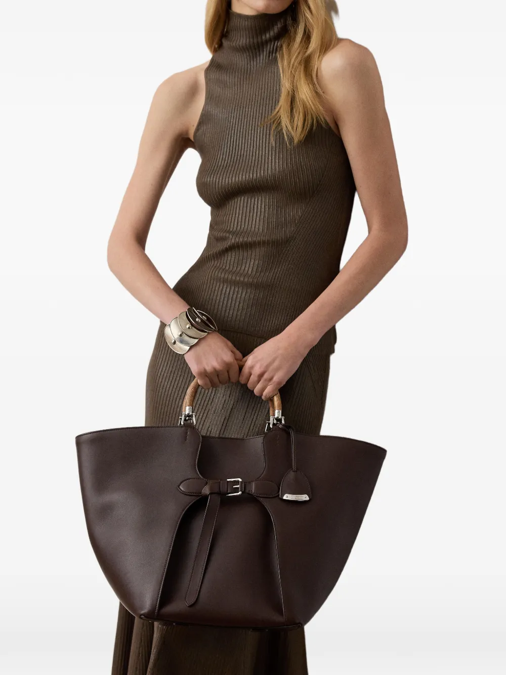 Ralph Lauren Collection The Ralph Burl shopper met houten handgreep Bruin