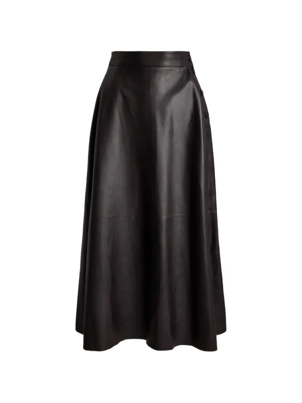 Ralph Lauren Collection Vickie Leather A-line Skirt in Brown