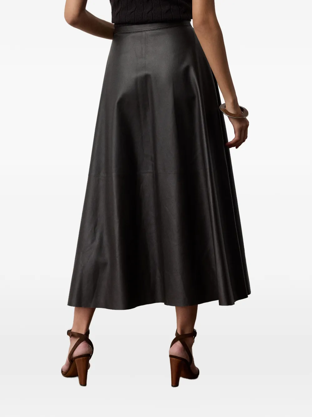 Ralph Lauren Collection Vickie leren A-lijn rok Bruin