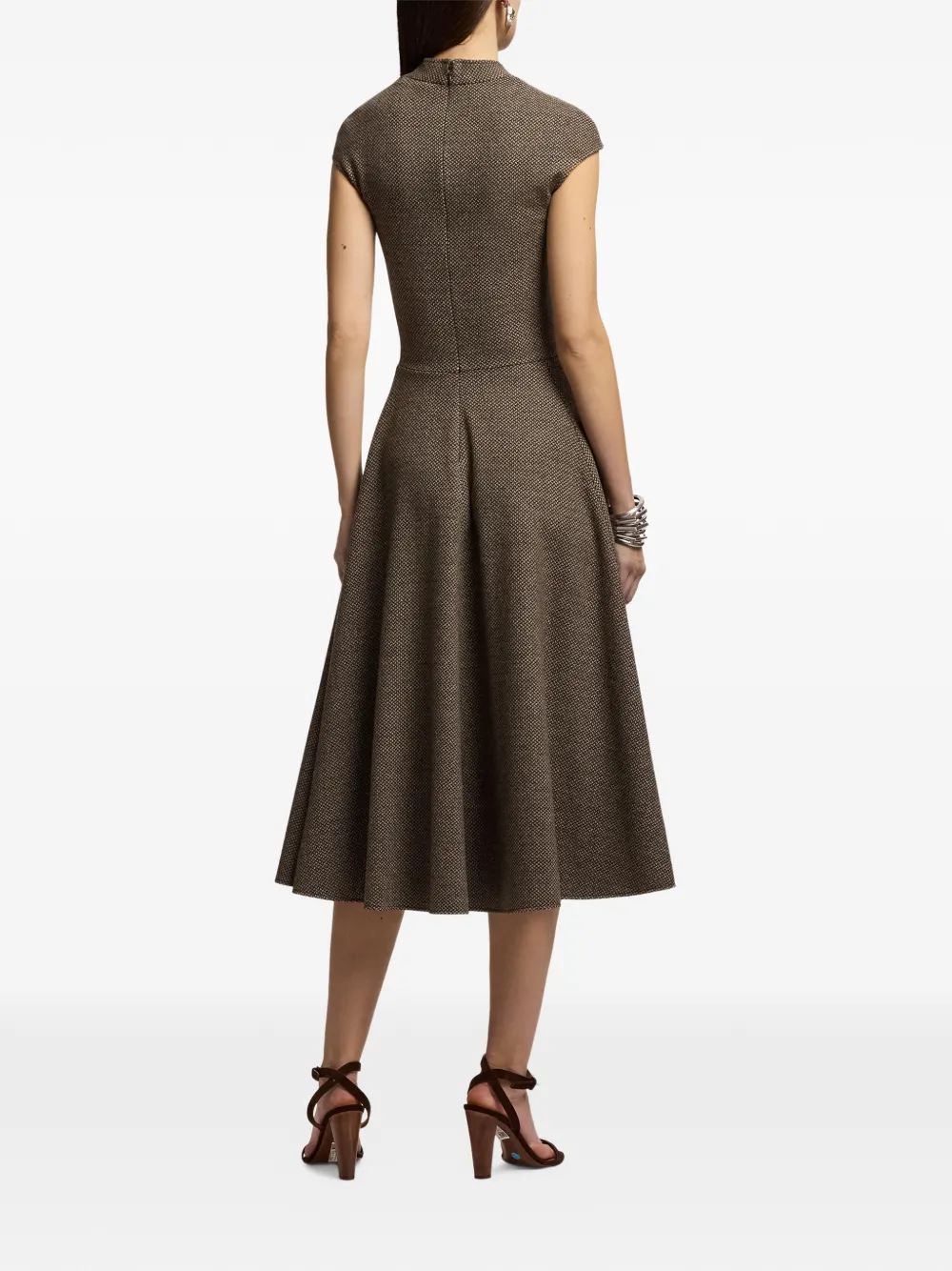 Ralph Lauren Collection Maisey midi-jurk met korte mouwen Bruin