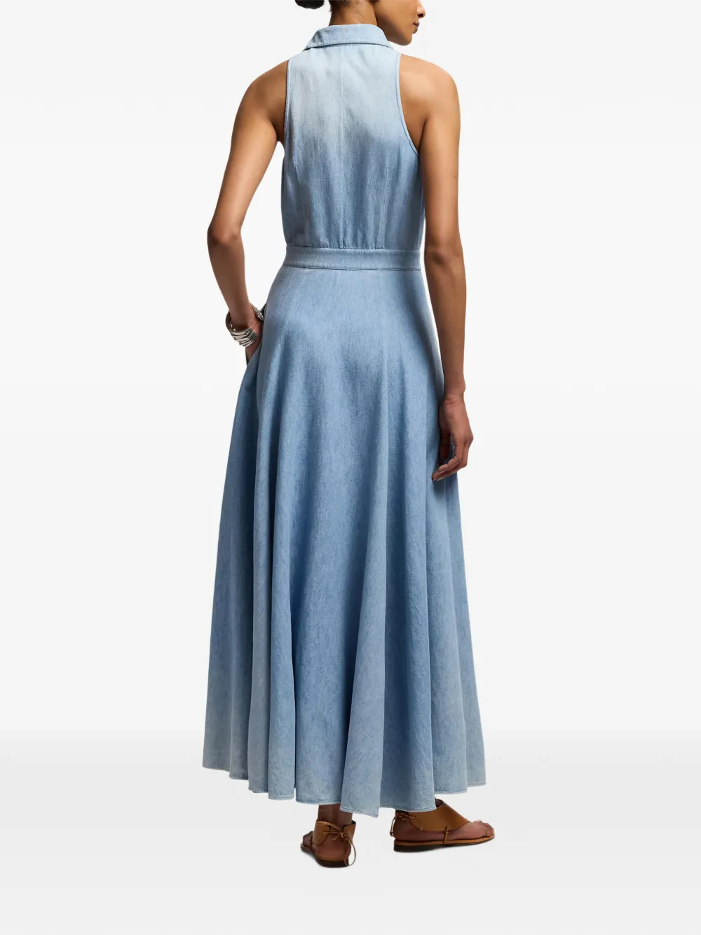 Ralph Lauren Collection Peyten maxi-jurk met halternek Blauw
