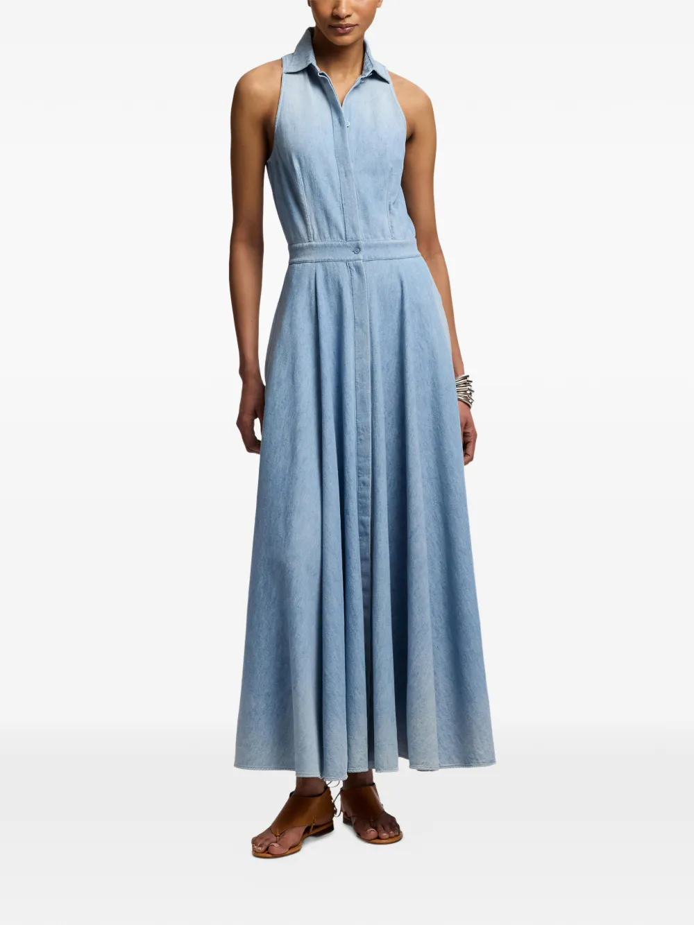 Ralph Lauren Collection Peyten maxi-jurk met halternek Blauw