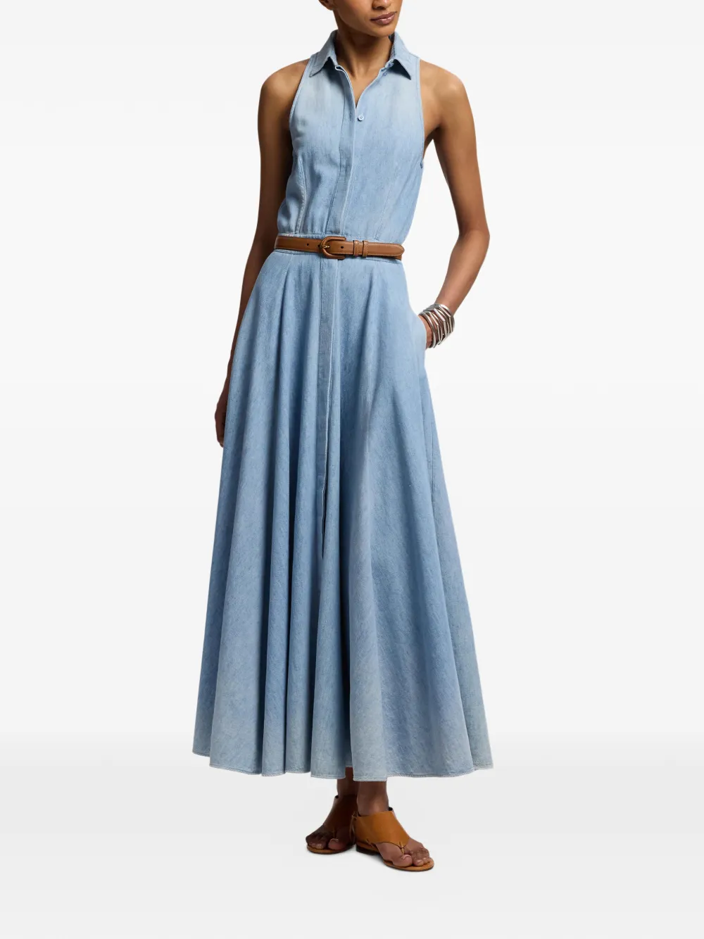 Ralph Lauren Collection Peyten maxi-jurk met halternek Blauw