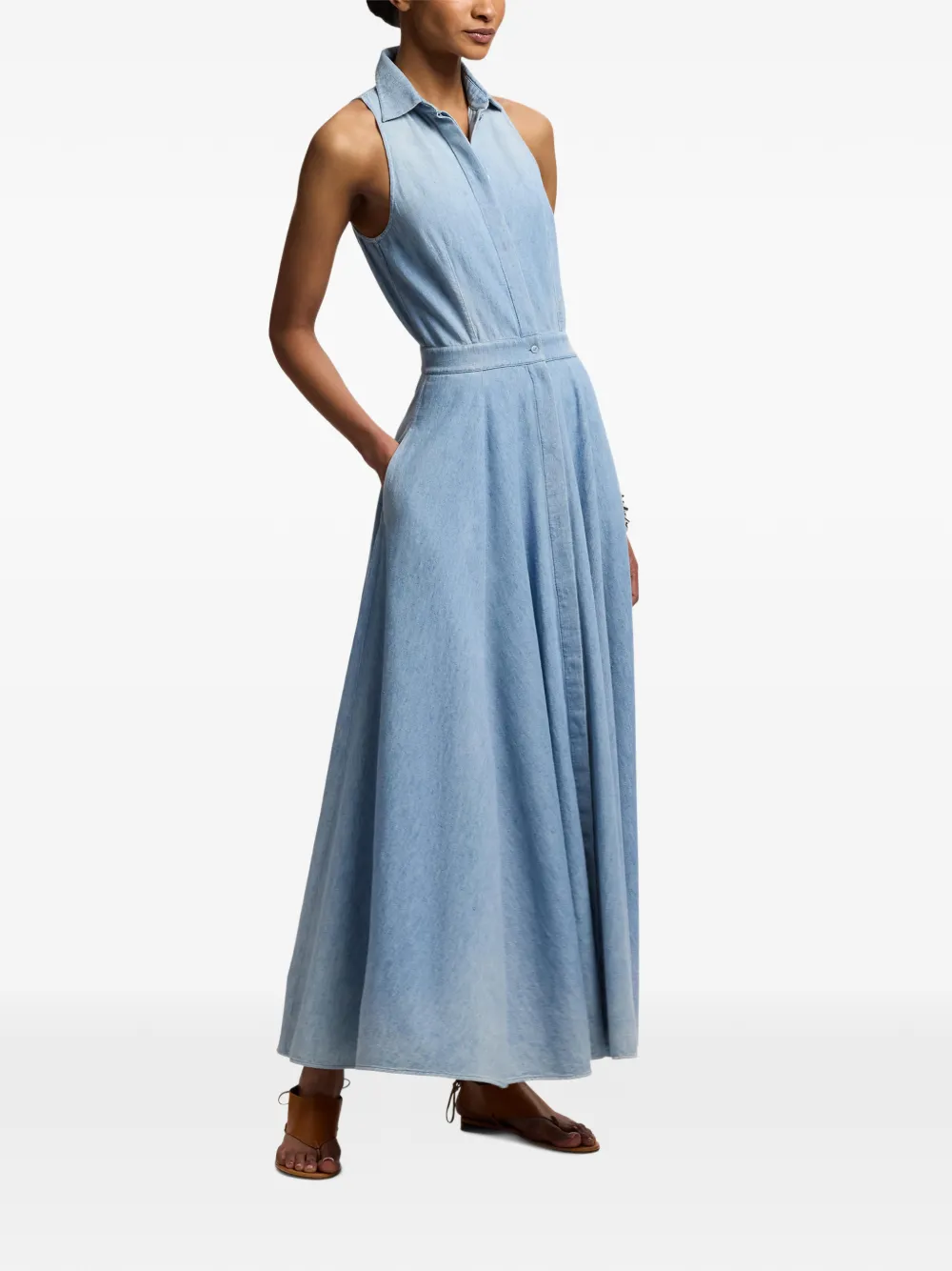 Ralph Lauren Collection Peyten maxi-jurk met halternek Blauw