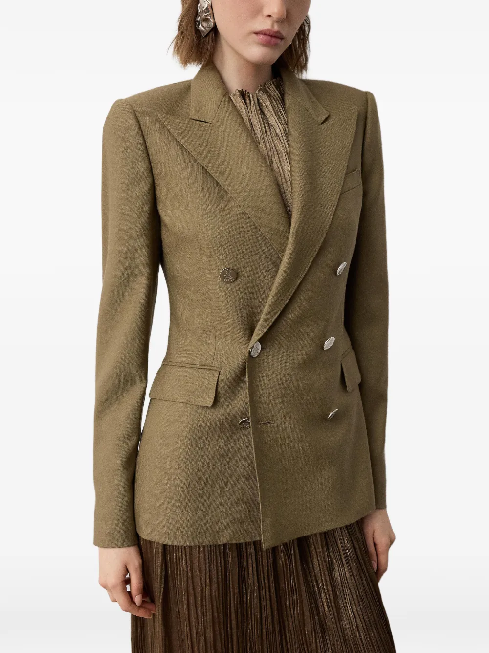 Ralph Lauren Collection Camden kasjmier jack met dubbele rij knopen Groen