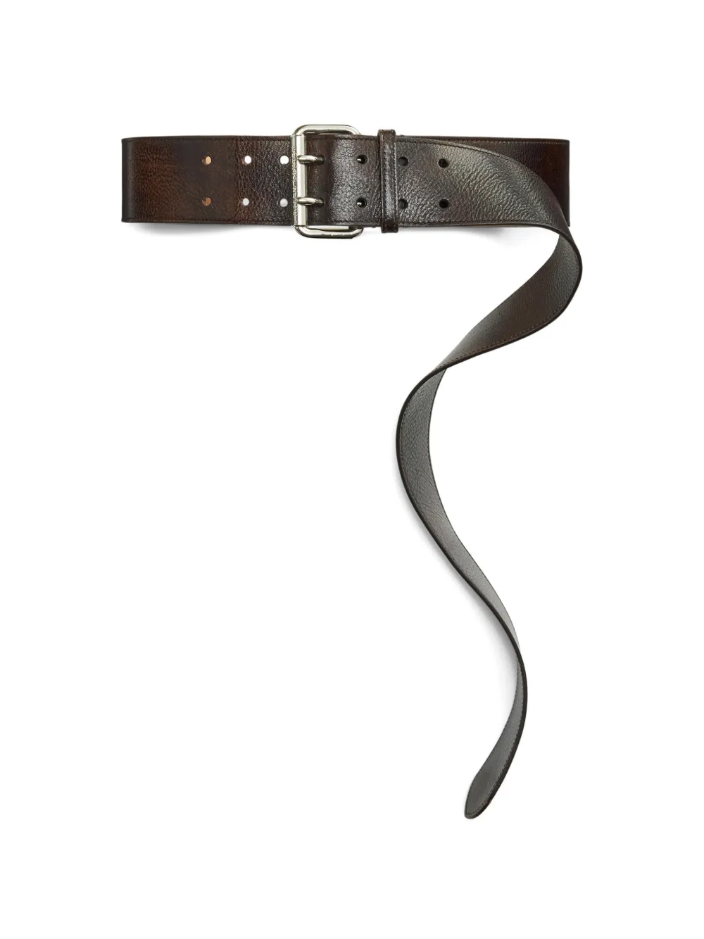 Ralph Lauren Collection Gerafelde riem met dubbele print Bruin