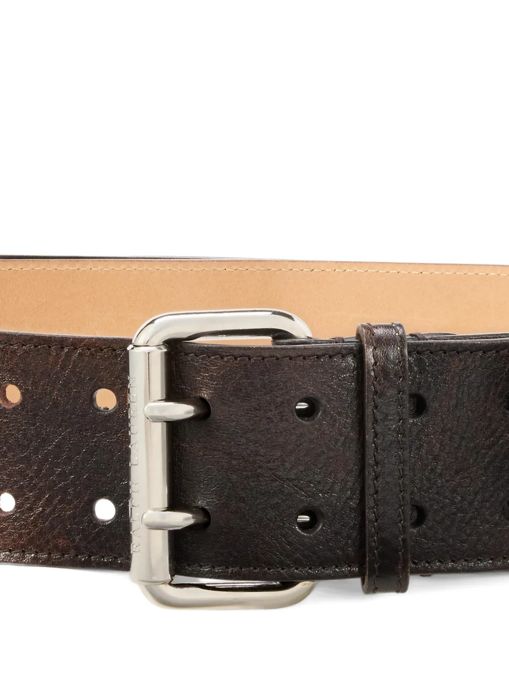 Ralph Lauren Collection Gerafelde riem met dubbele print Bruin