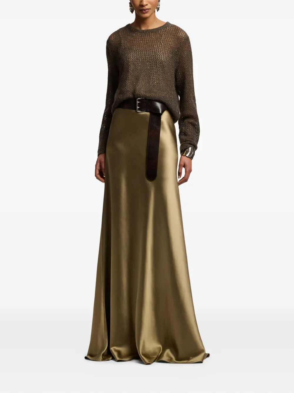 Ralph Lauren Collection Gerafelde riem met dubbele print Bruin