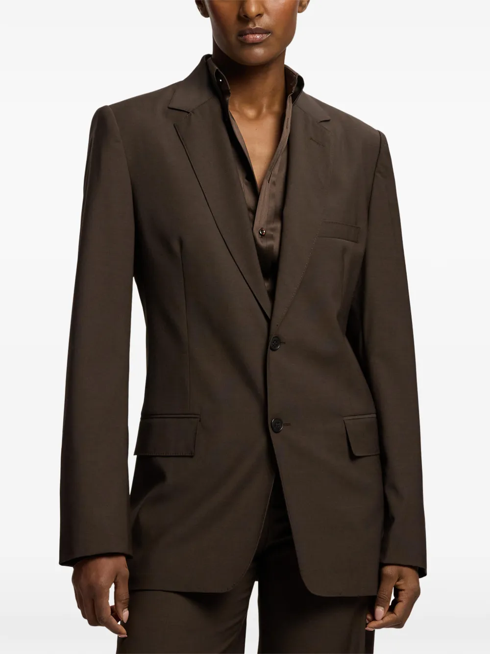 Ralph Lauren Collection Marcy blazer met enkele rij knopen Bruin