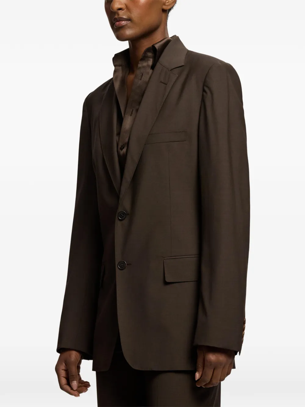 Ralph Lauren Collection Marcy blazer met enkele rij knopen Bruin