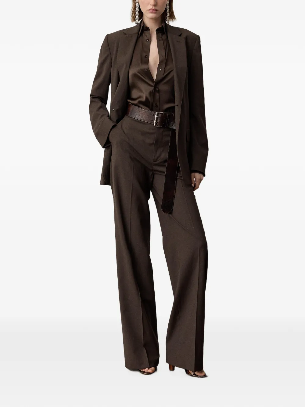 Ralph Lauren Collection Marcy blazer met enkele rij knopen Bruin