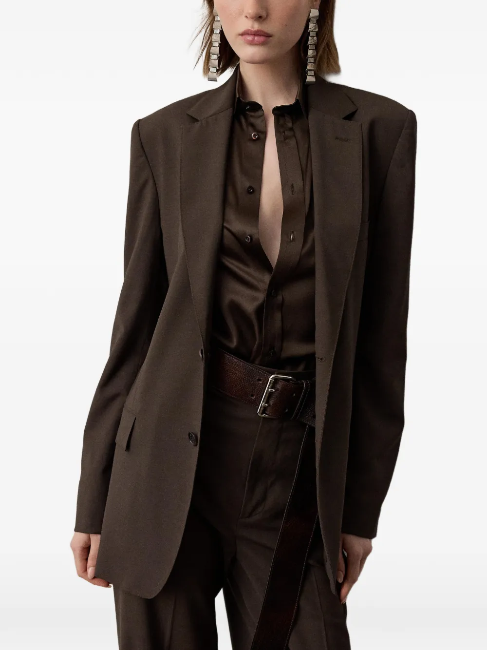 Ralph Lauren Collection Marcy blazer met enkele rij knopen Bruin