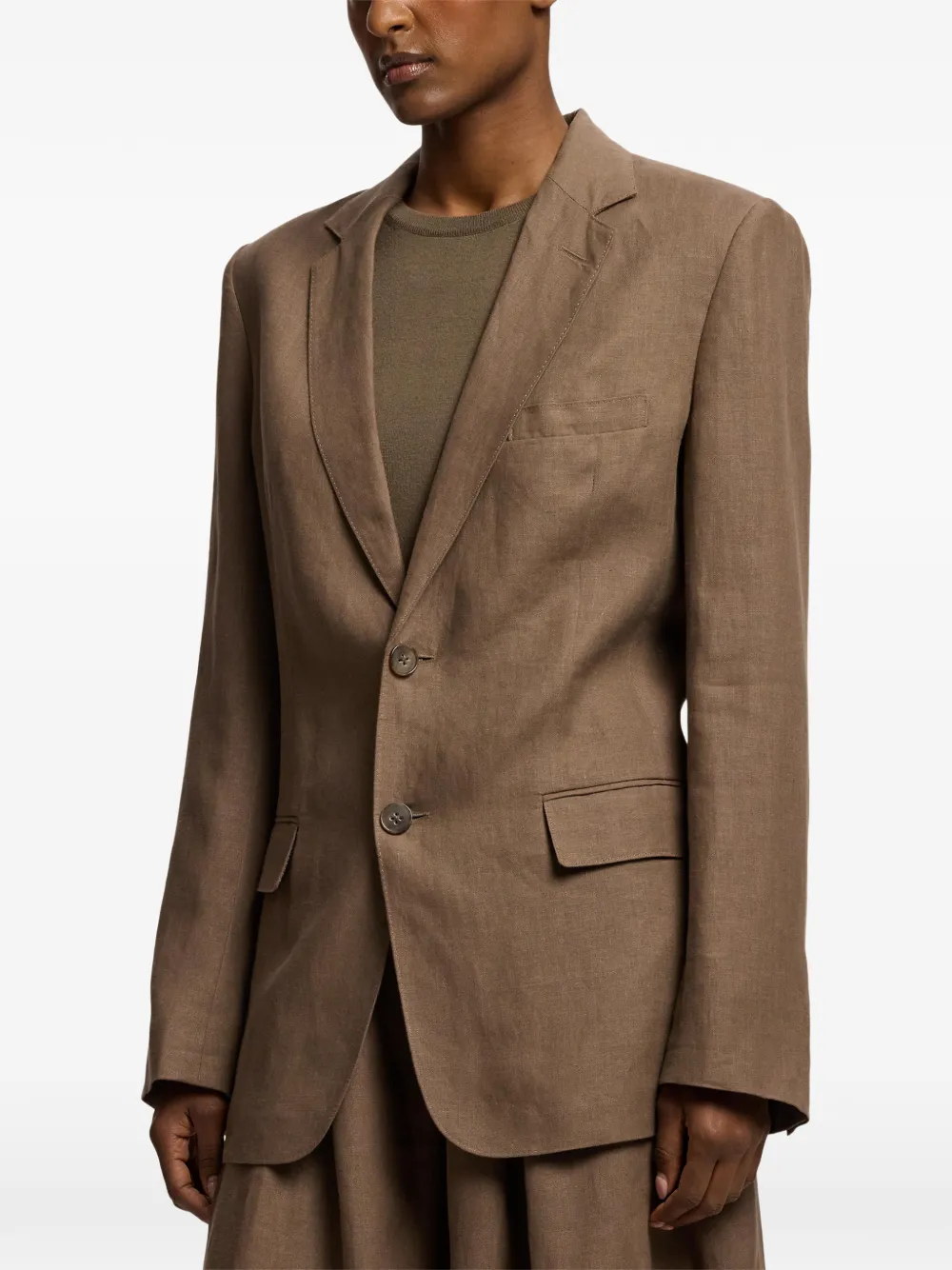 Ralph Lauren Collection Marcy blazer met enkele rij knopen Bruin