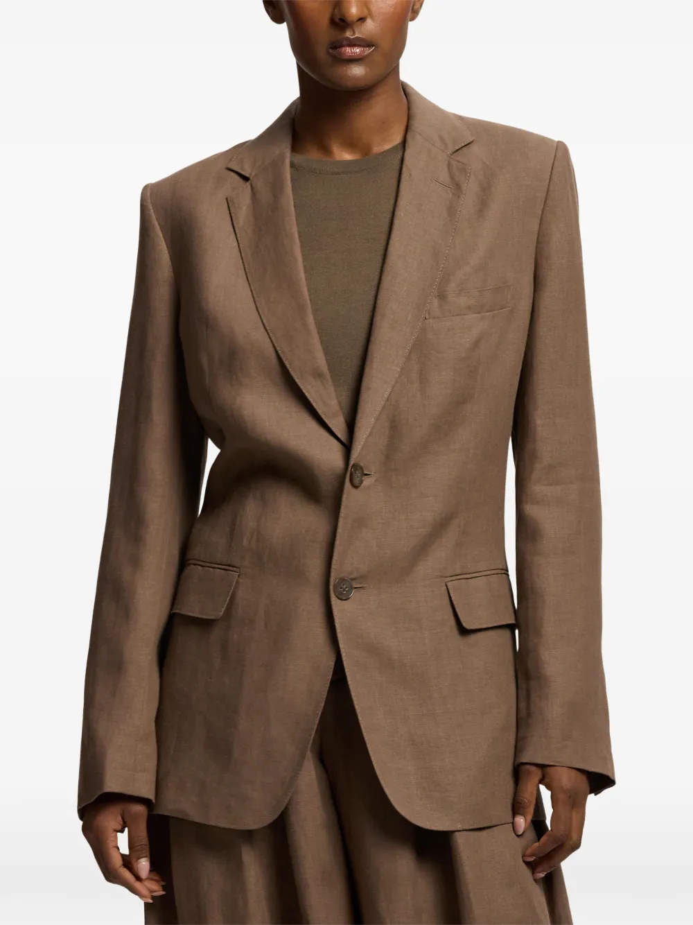 Ralph Lauren Collection Marcy blazer met enkele rij knopen Bruin