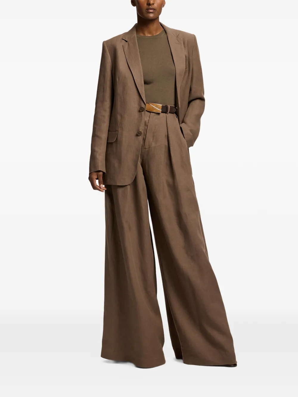 Ralph Lauren Collection Marcy blazer met enkele rij knopen Bruin