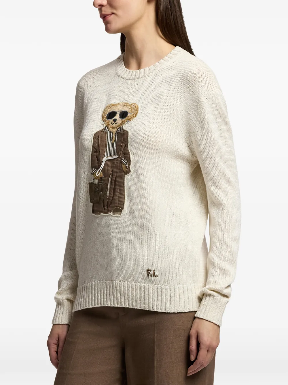 Ralph Lauren Collection Polo Bear zijden trui Beige