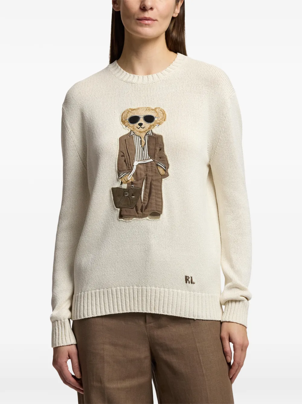 Ralph Lauren Collection Polo Bear zijden trui Beige