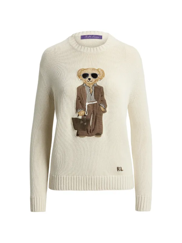 Ralph Lauren Collection Polo Bear Silk Sweater in Neutrals