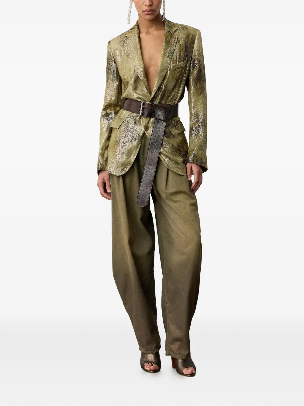 Ralph Lauren Collection Ellen geplooide katoenen broek Bruin