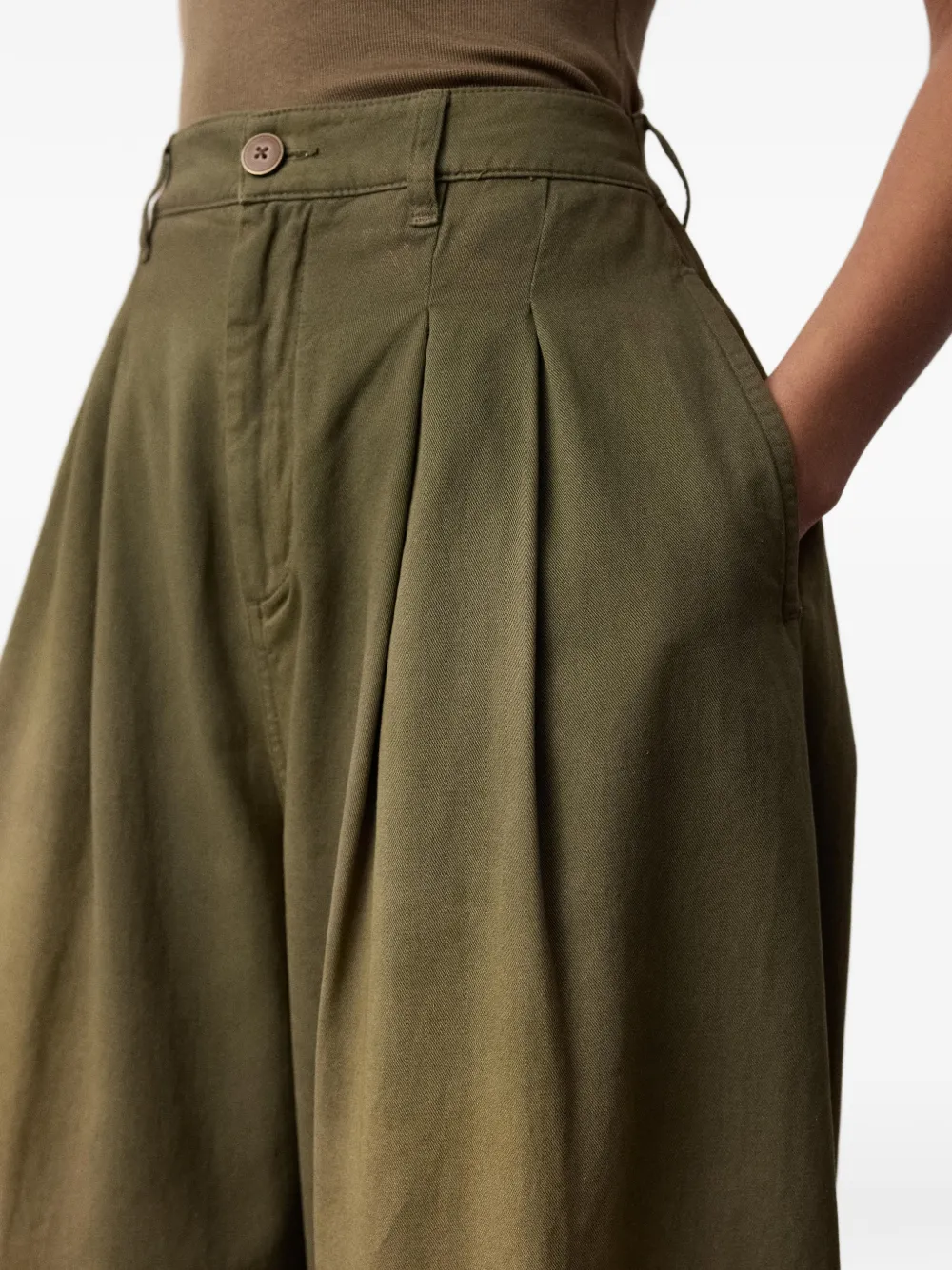 Ralph Lauren Collection Ellen geplooide katoenen broek Bruin