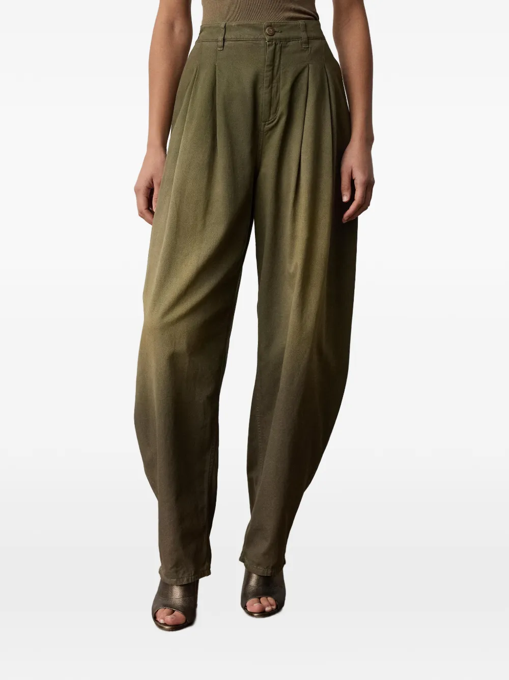 Ralph Lauren Collection Ellen geplooide katoenen broek Bruin