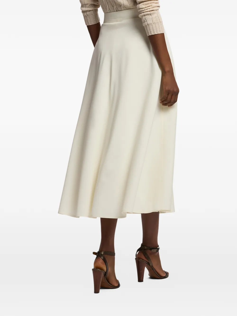 Ralph Lauren Collection Kenzie midi-rok met A-lijn Beige
