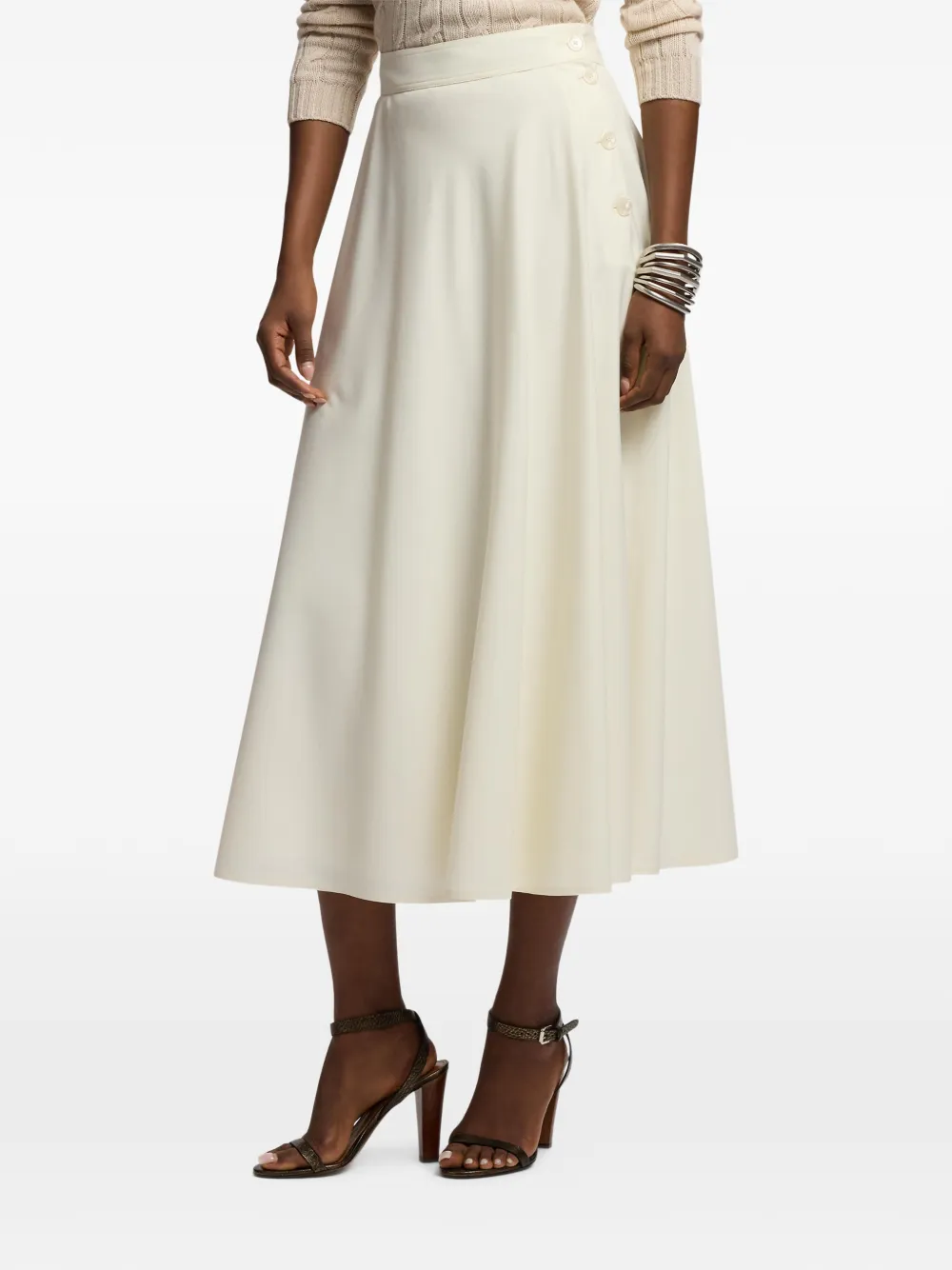 Ralph Lauren Collection Kenzie midi-rok met A-lijn Beige