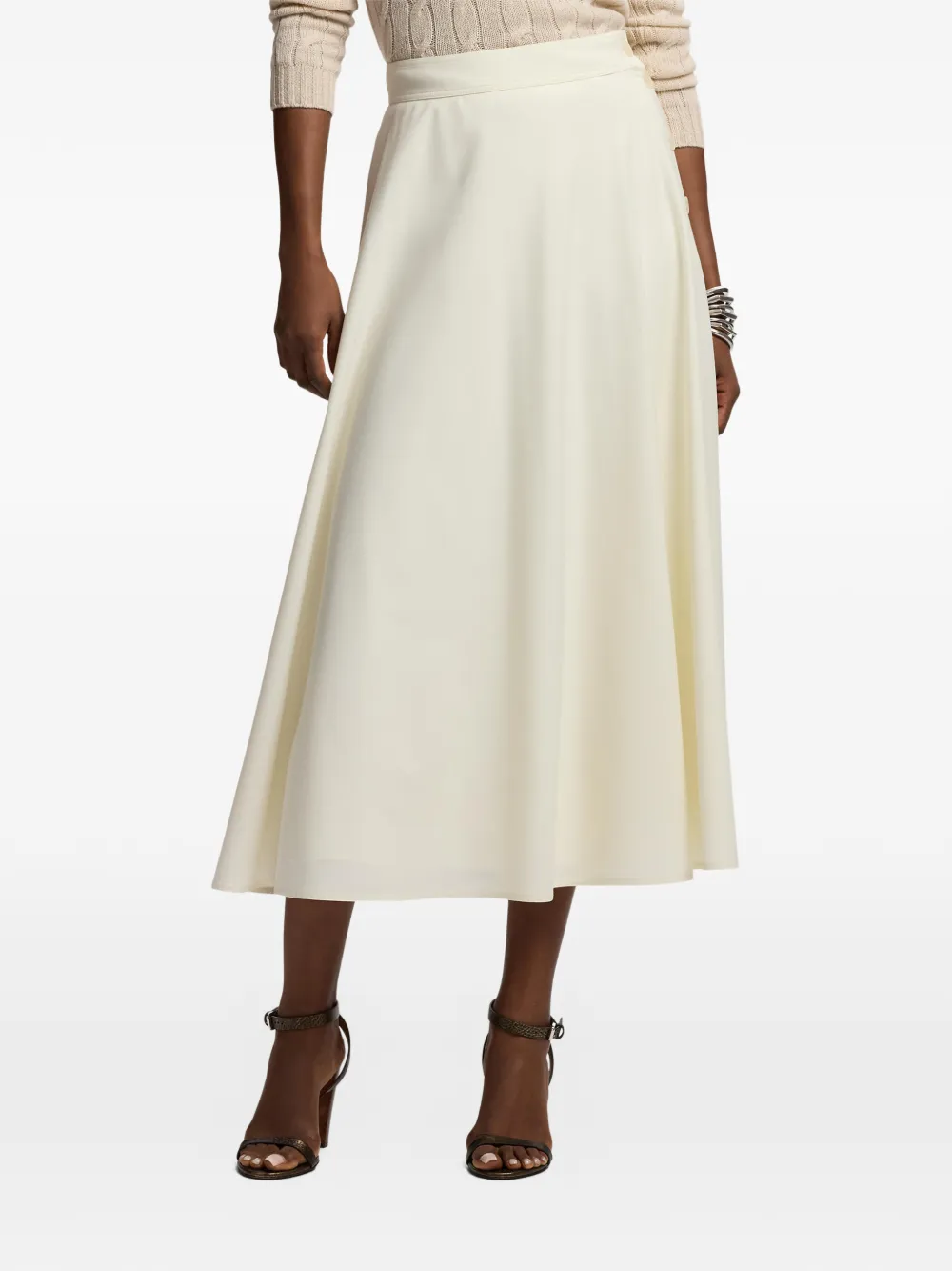 Ralph Lauren Collection Kenzie midi-rok met A-lijn Beige