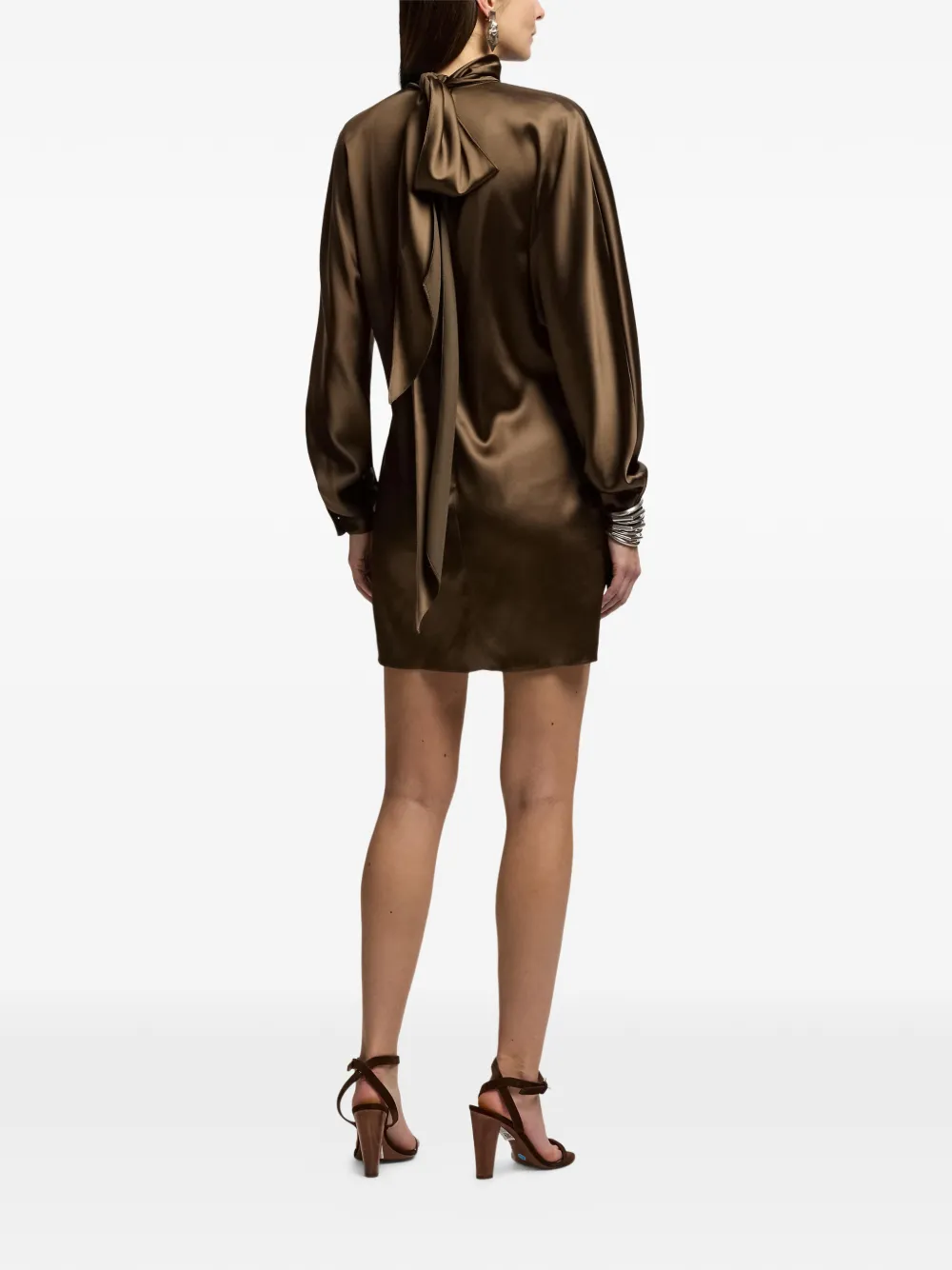 Ralph Lauren Collection Candi mini-jurk met sjaalhals Bruin