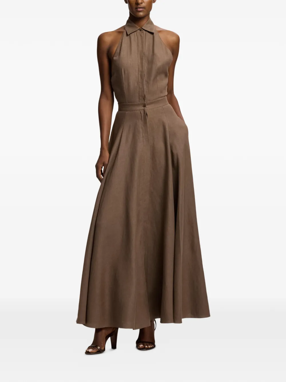 Ralph Lauren Collection Eldred maxi-jurk Bruin