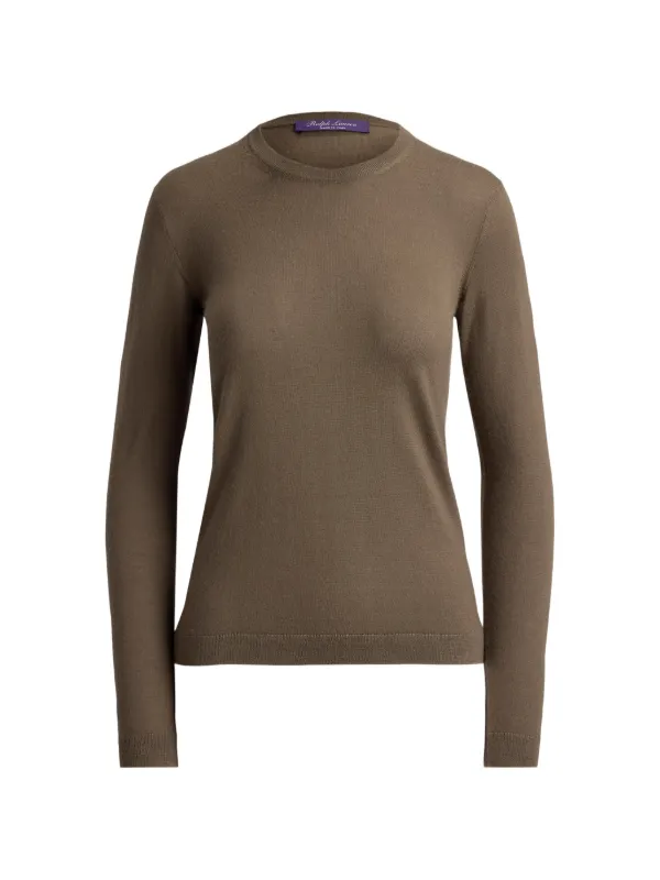 Ralph Lauren Collection Ribbed-trim Cashmere Sweater in Brown