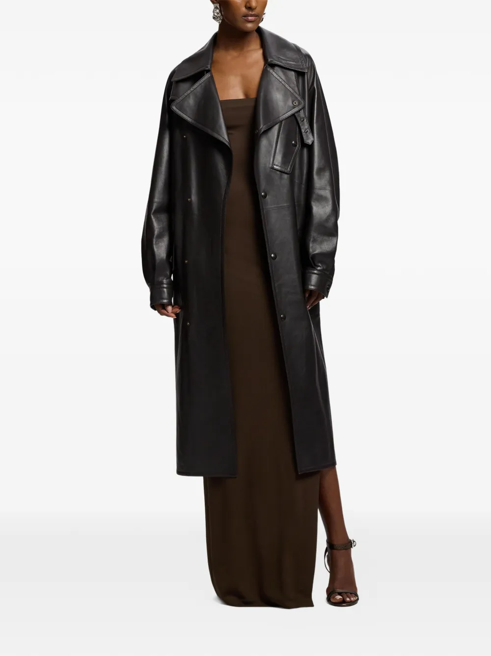 Ralph Lauren Collection Bailey leren jas met dubbele rij knopen Bruin