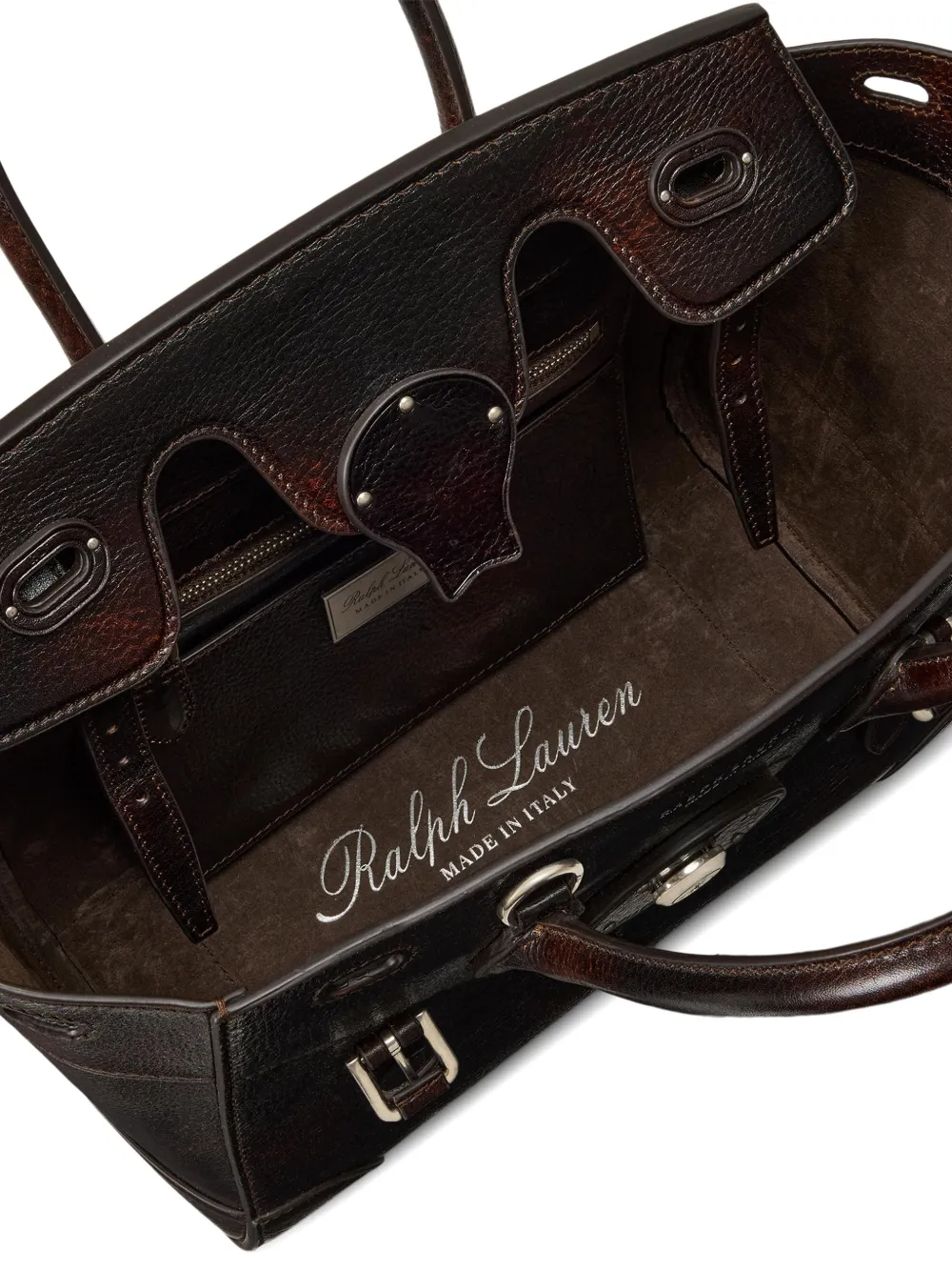 Ralph Lauren Collection Soft Ricky gerafelde leren shopper Bruin