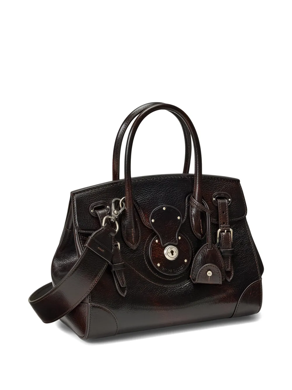Ralph Lauren Collection Soft Ricky gerafelde leren shopper Bruin