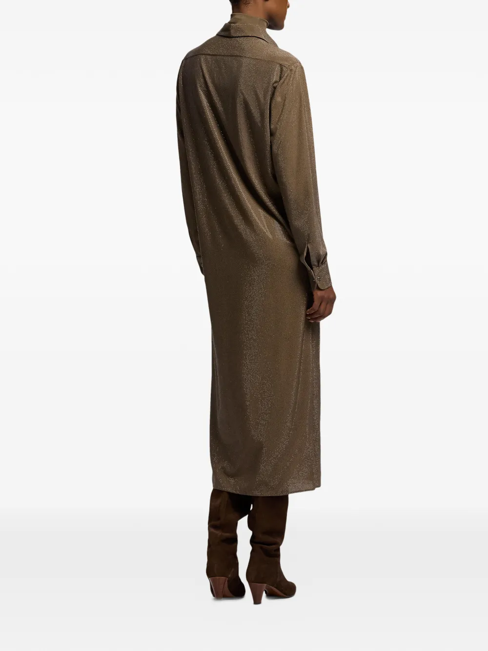Ralph Lauren Collection Adrien zijden midi-jurk verfraaid met kristallen Bruin