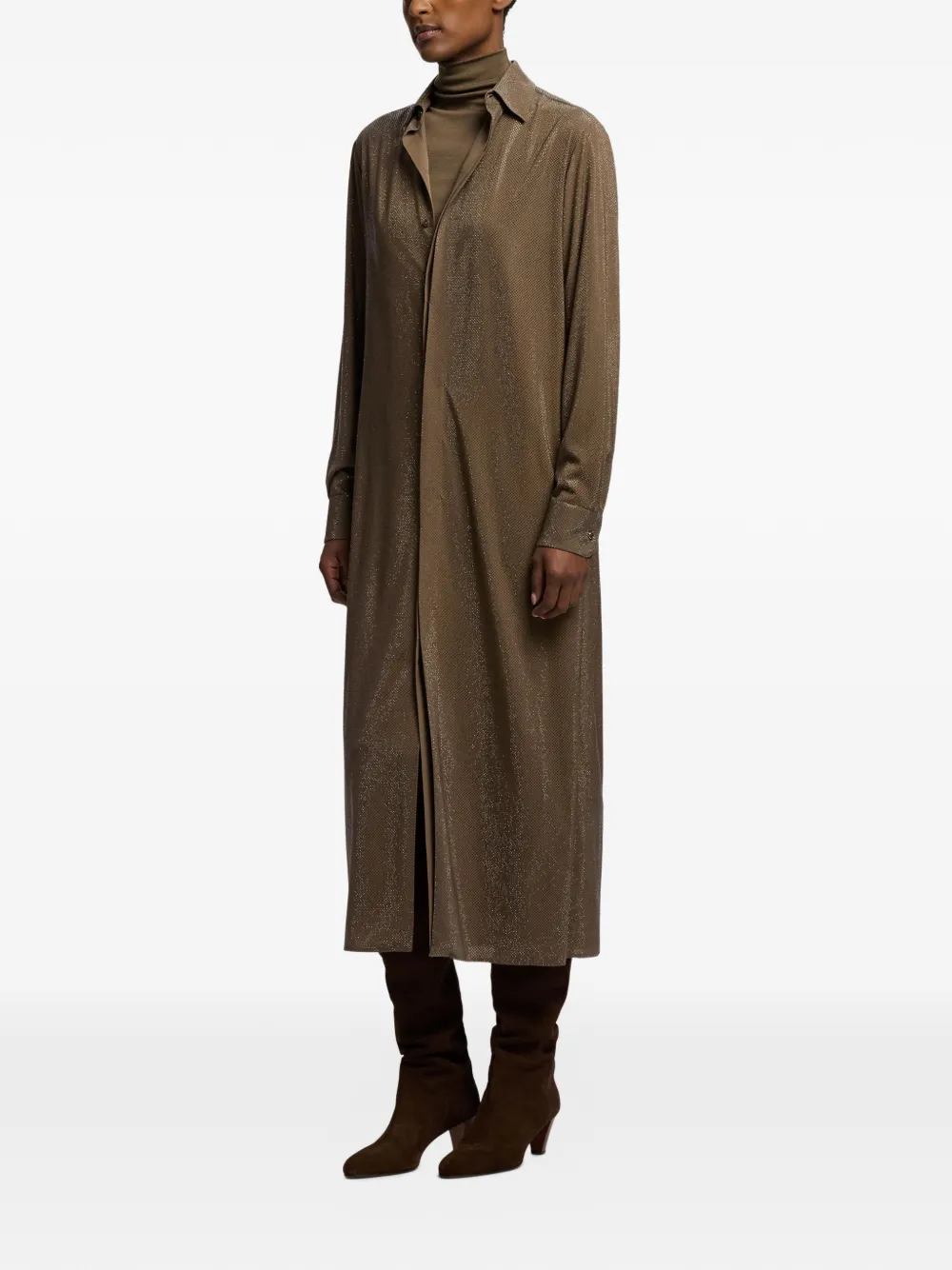 Ralph Lauren Collection Adrien zijden midi-jurk verfraaid met kristallen Bruin