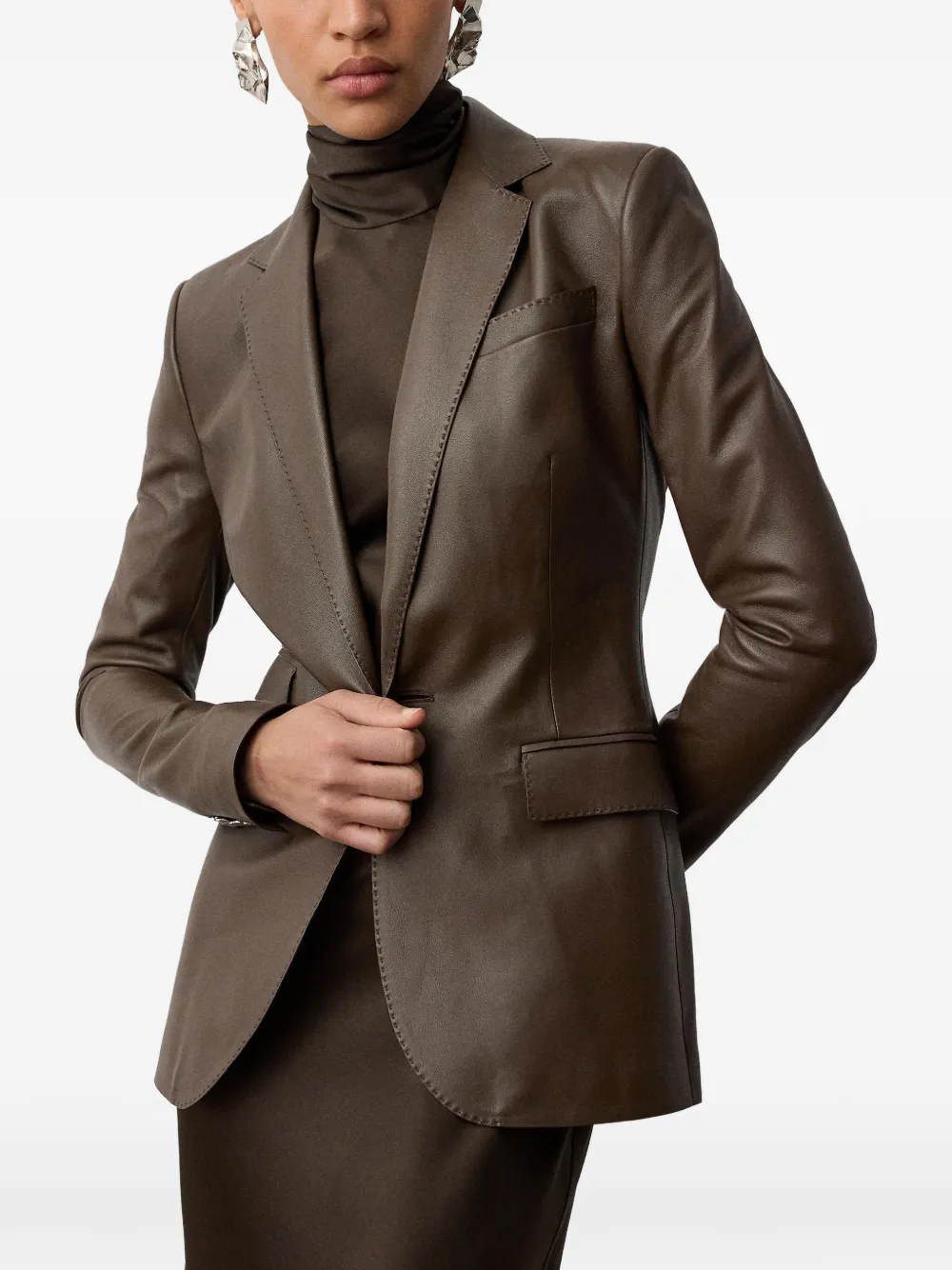 Ralph Lauren Collection Parker leren jack Bruin
