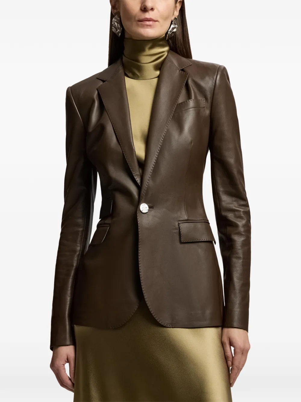 Ralph Lauren Collection Parker leren jack Bruin