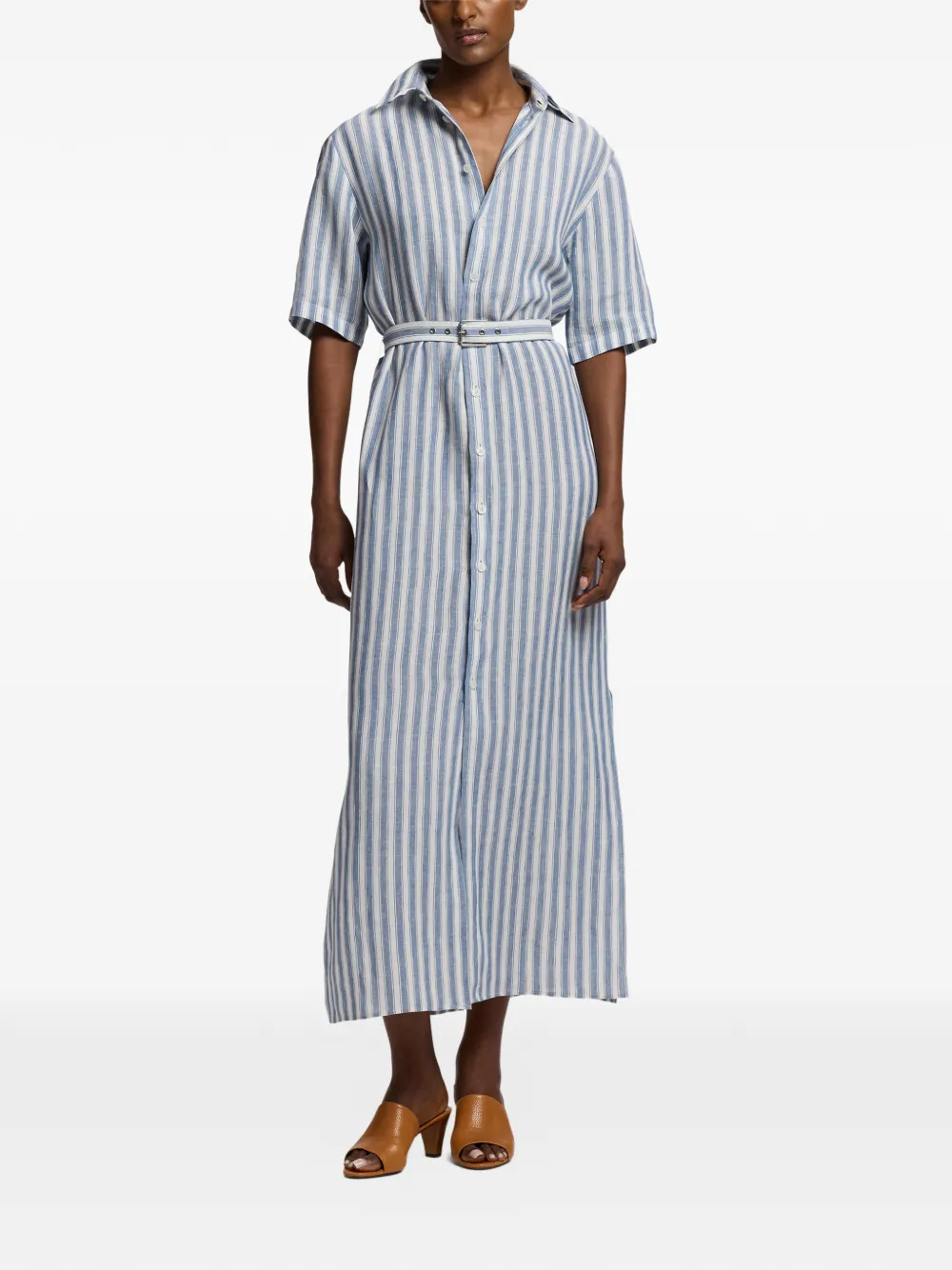Ralph Lauren Collection Carol gestreepte midi-jurk Blauw