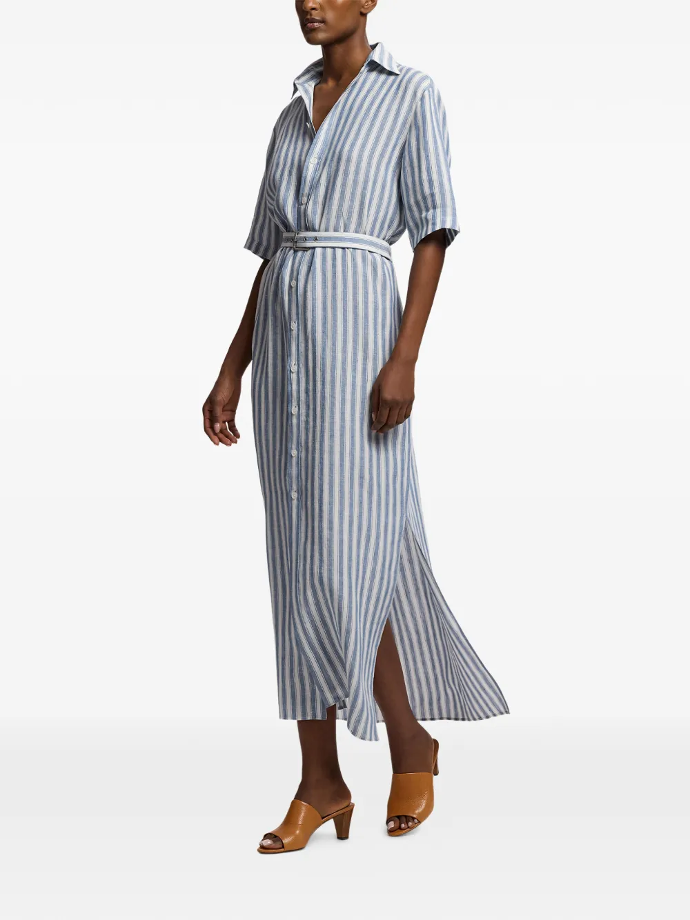Ralph Lauren Collection Carol gestreepte midi-jurk Blauw