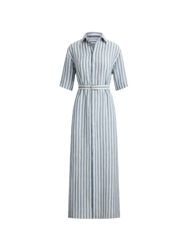 Ralph Lauren Collection Carol Striped Midi Dress in Blue