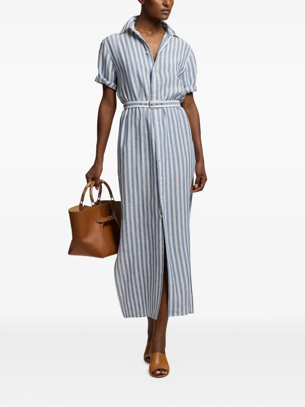 Ralph Lauren Collection Carol gestreepte midi-jurk Blauw