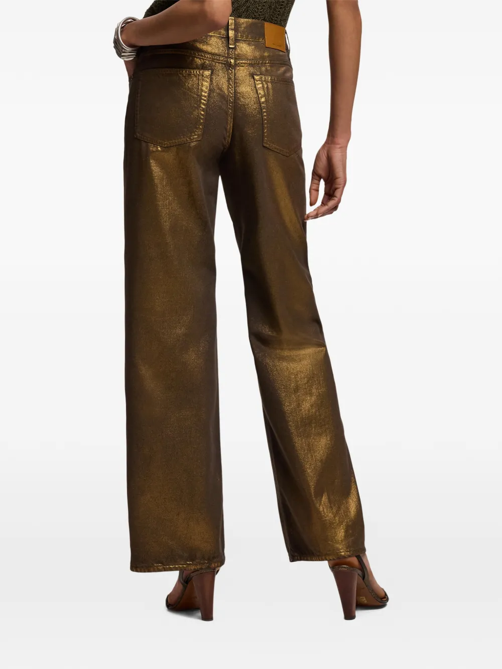 Ralph Lauren Collection Jeans met wijde pijpen en metallic afwerking Goud