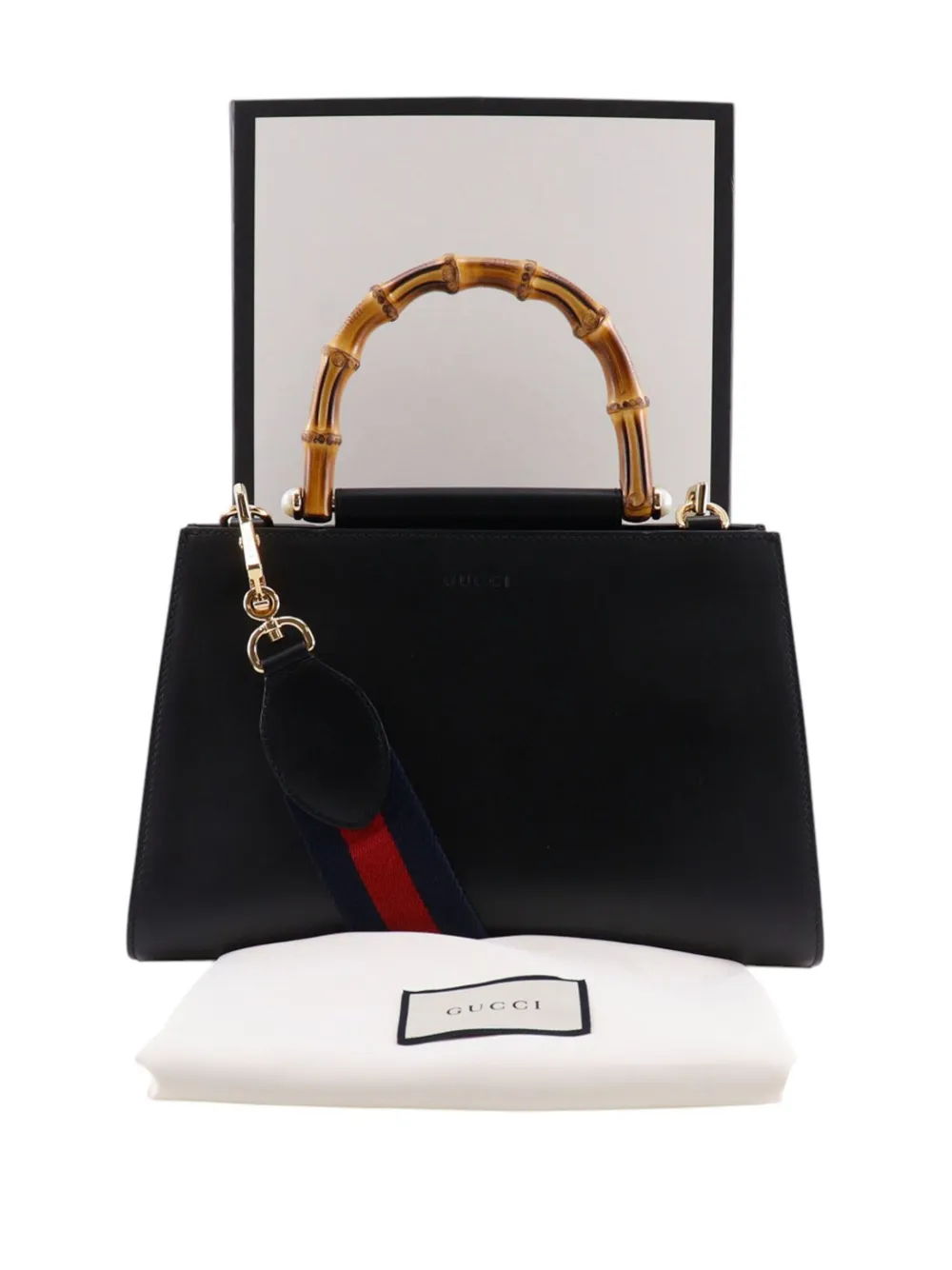 GUCCI バンブー ニムフェア レザー 2WAYハンドバッグ Gucci Pre-Owned 2000-2015 スモール レザー バンブー ニムフェア