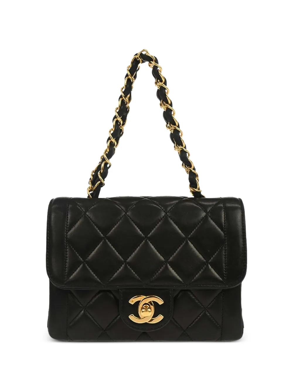 CHANEL Pre-Owned 1994-1996 Mini Square Single Flap diamond-quilted tote bag - Nero
