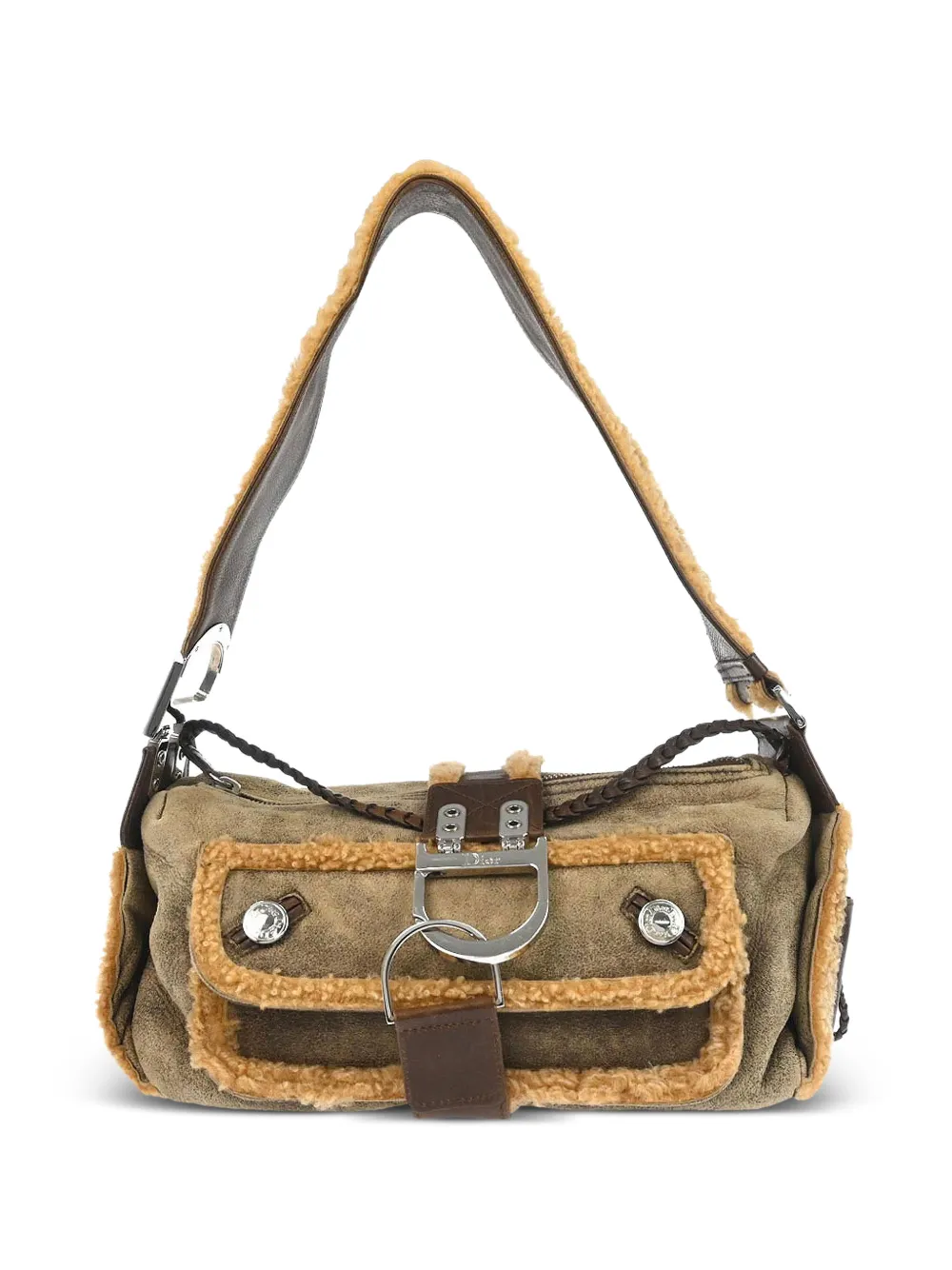 Christian Dior Pre-Owned 2005 Flight Schultertasche mit Shearling - Nude