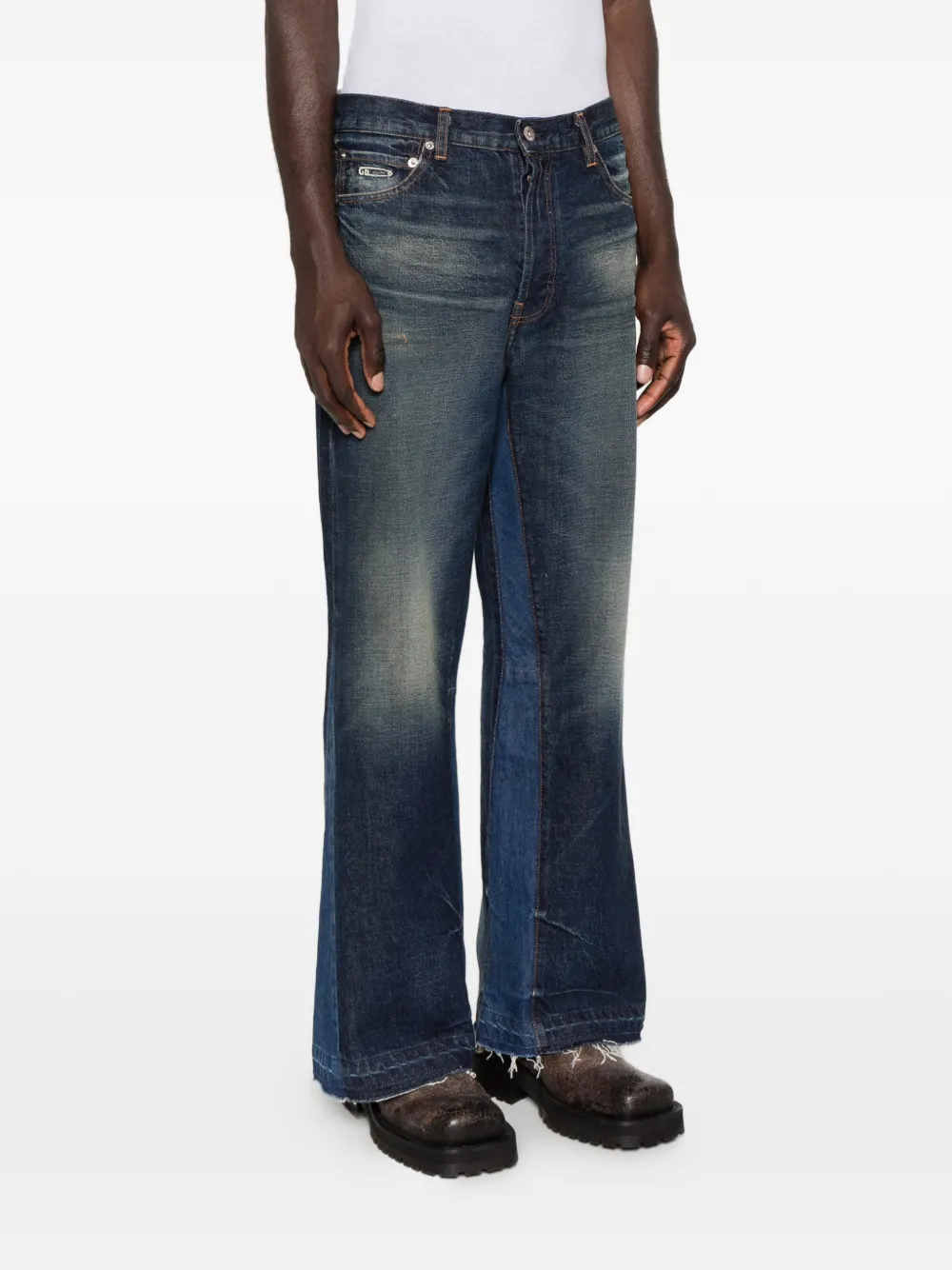 Gallery Dept. Belt-loop Logo-patch Jeans In Blue