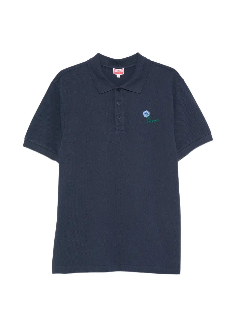 Kenzo embroidered-logo piqué polo shirt - Blu