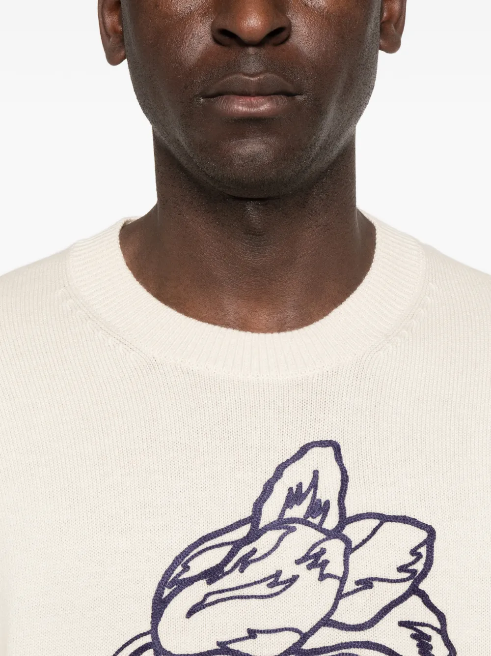 Kenzo floral-embroidered sweater Beige